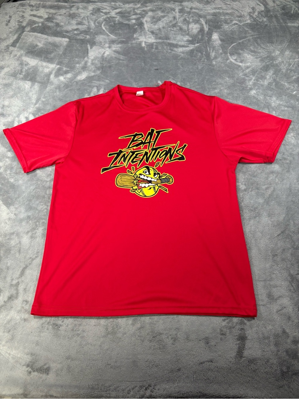Red 'Bat Intentions' Graphic Jersey Tee - Men's Athletic Shirt